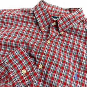 Ralph Lauren Slim Fit Plaid Button Down Shirt‎ Mens XL Red Green Blue Pony
